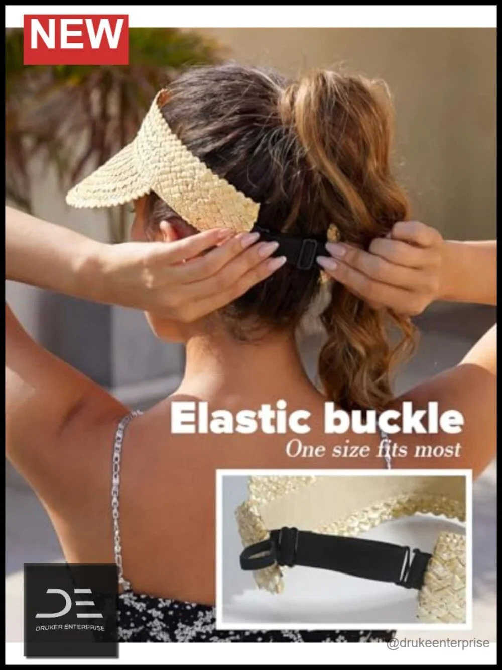 Handmade Straw Sun Visor Hat with UPF 50+ Protection for Beach or Outdoor